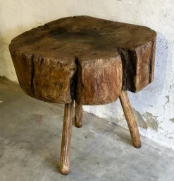 Pamono 19th Century French Provincial Elm Chopping Block Table, France New