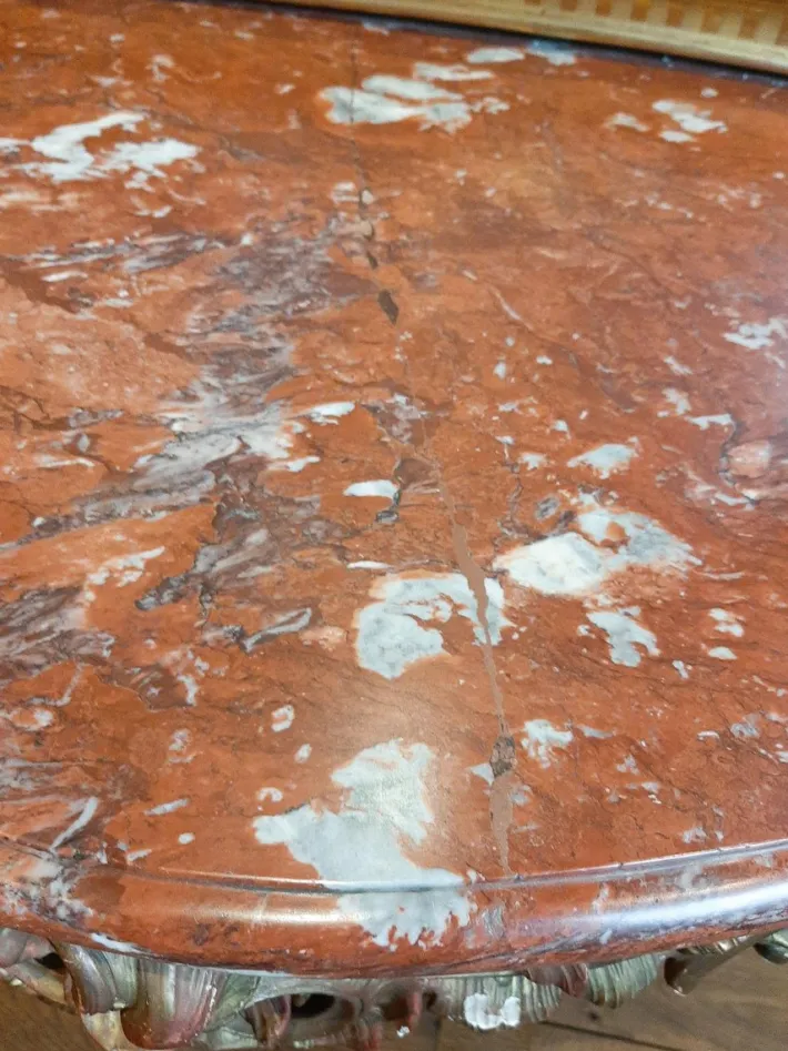 Pamono 19th Century Gilt Wood Rococo Console Table with Red Marble Top New