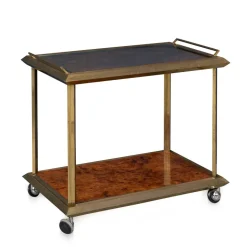 Pamono 20th Century Italian Brass & Burr Walnut Drinks Trolley, 1970s Hot