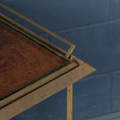 Pamono 20th Century Italian Brass & Burr Walnut Drinks Trolley, 1970s Hot