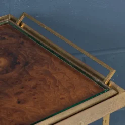 Pamono 20th Century Italian Brass & Burr Walnut Drinks Trolley, 1970s Hot