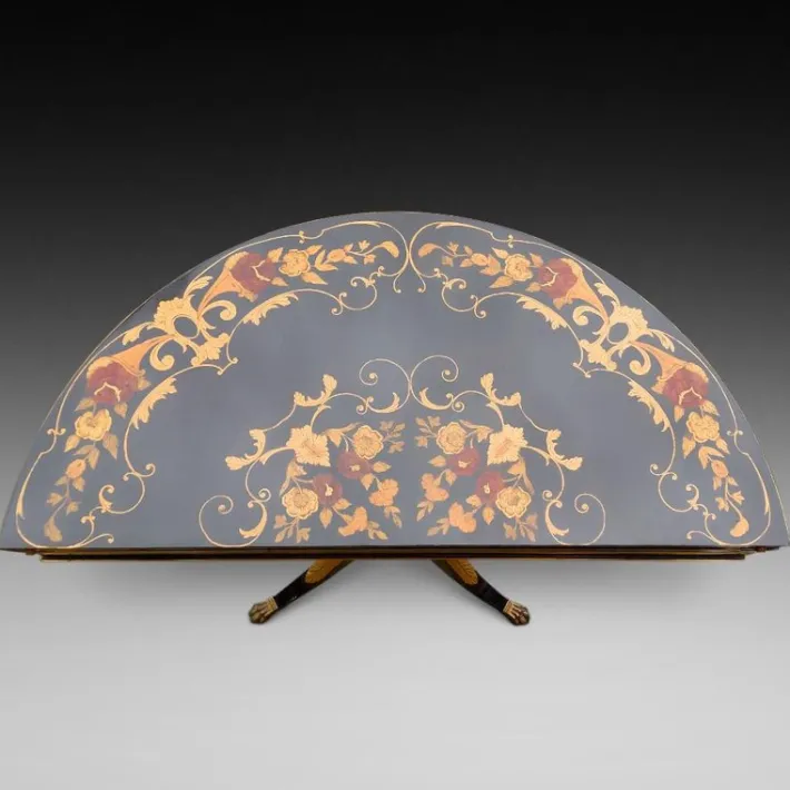 Pamono 19th Century Italian Parcel Gilt Marquetry Inlaid Ebonised Card Table Hot