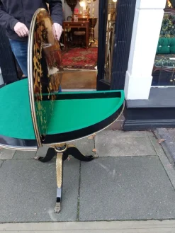 Pamono 19th Century Italian Parcel Gilt Marquetry Inlaid Ebonised Card Table Hot