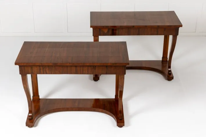Pamono 19th Century Italian Walnut Console Tables, Set of 2 Hot