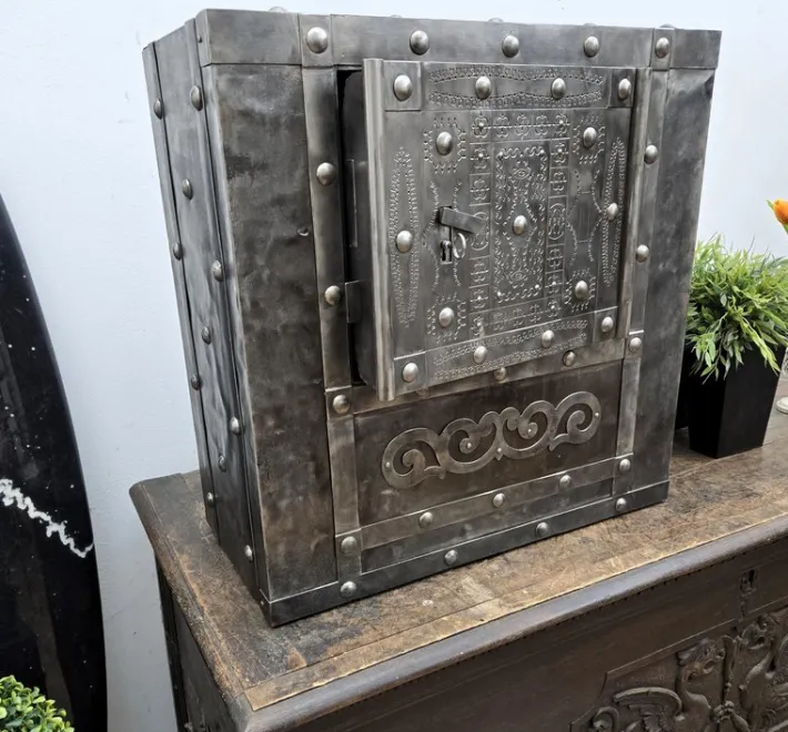 Pamono 18th Century Italian Wrought Iron Hobnail Safe Online