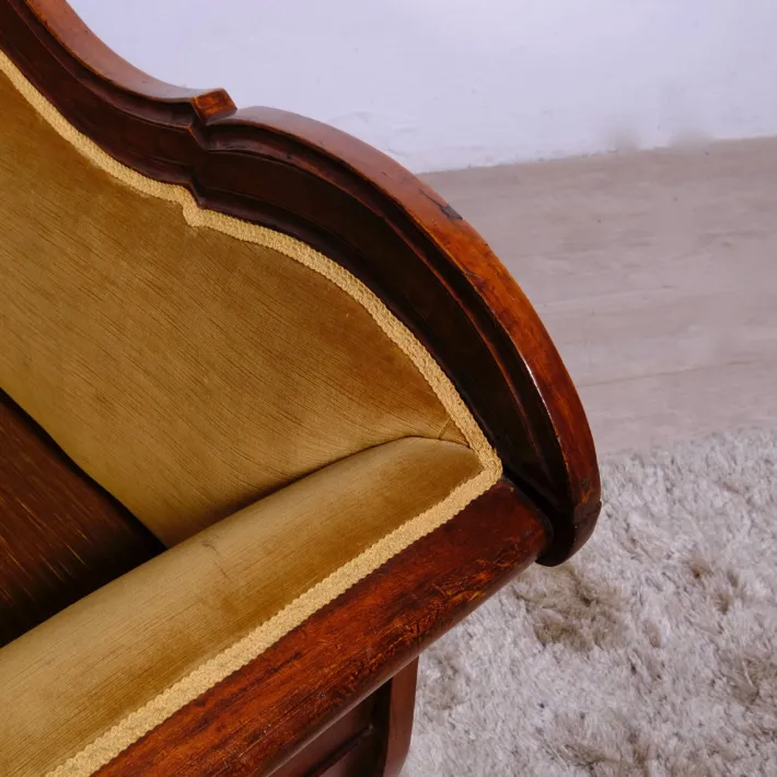 Pamono 19th Century Louis Philippe Boat-Shaped Sofa in Walnut and Velvet Discount