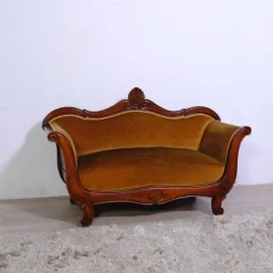 Pamono 19th Century Louis Philippe Boat-Shaped Sofa in Walnut and Velvet Discount