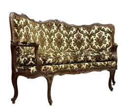 Pamono 19th Century Louis XV Corner Bench / Chateuse in Carved Wood Outlet