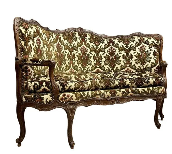 Pamono 19th Century Louis XV Corner Bench / Chateuse in Carved Wood Outlet