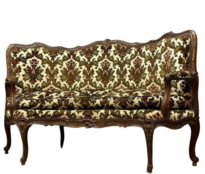 Pamono 19th Century Louis XV Corner Bench / Chateuse in Carved Wood Outlet