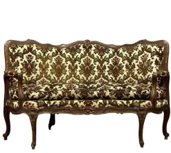 Pamono 19th Century Louis XV Corner Bench / Chateuse in Carved Wood Outlet