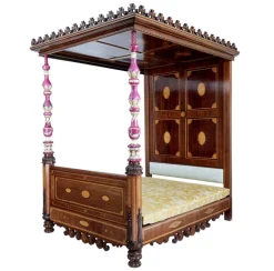 Pamono 19th Century Mahogany and Porcelain 4 Poster Bed New