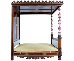 Pamono 19th Century Mahogany and Porcelain 4 Poster Bed New