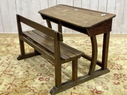 Pamono 20th Century Oak School Desk with Porcelain Inkwells Best