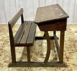 Pamono 20th Century Oak School Desk with Porcelain Inkwells Best