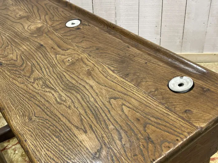 Pamono 20th Century Oak School Desk with Porcelain Inkwells Best