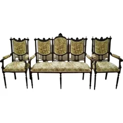 Pamono 19th Century Portuguese Sofa and Armchairs, Set of 3 Best