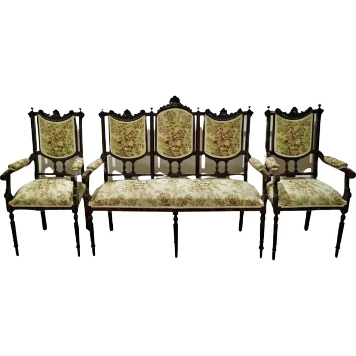 Pamono 19th Century Portuguese Sofa and Armchairs, Set of 3 Best