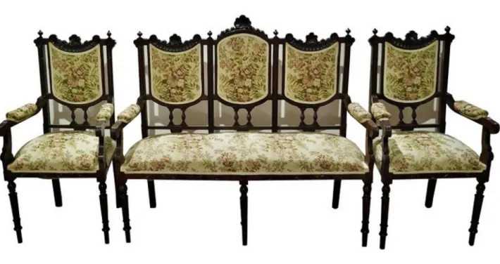Pamono 19th Century Portuguese Sofa and Armchairs, Set of 3 Best