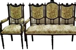 Pamono 19th Century Portuguese Sofa and Armchairs, Set of 3 Best