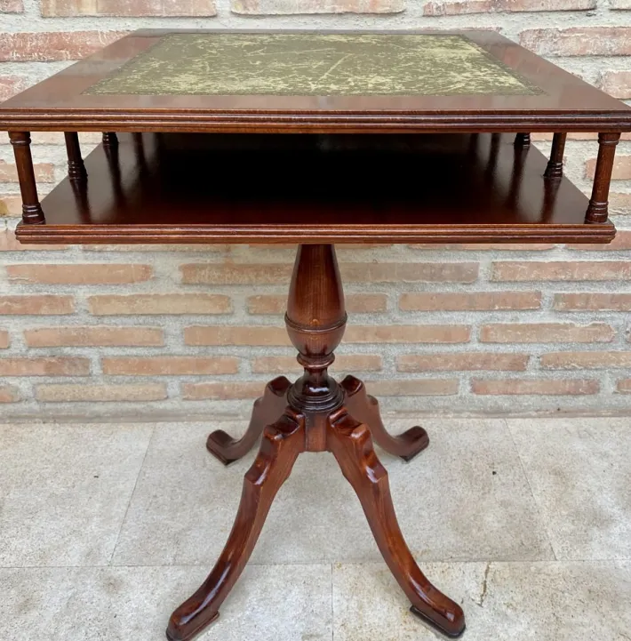 Pamono 19th Century Regency Wood Game Table with Green Leather Top, 1890s Sale