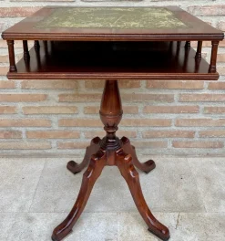 Pamono 19th Century Regency Wood Game Table with Green Leather Top, 1890s Sale
