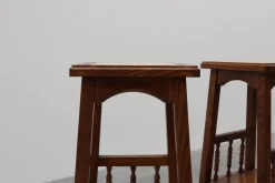 Pamono 20th Century Rustic Wooden Side Tables with Ceramic Tile Top, France, 1940s, Set of 2 Discount