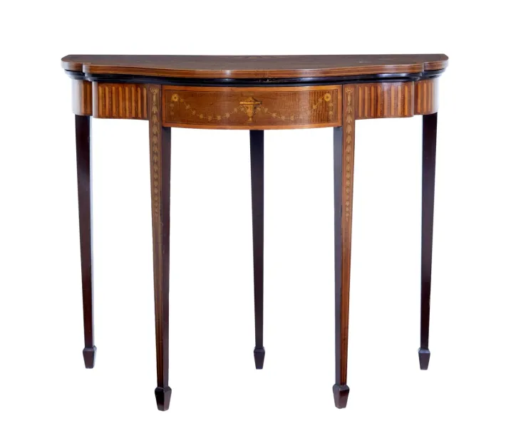 Pamono 19th Century Sheraton Revival Inlaid Mahogany Card Table, 1880 Outlet