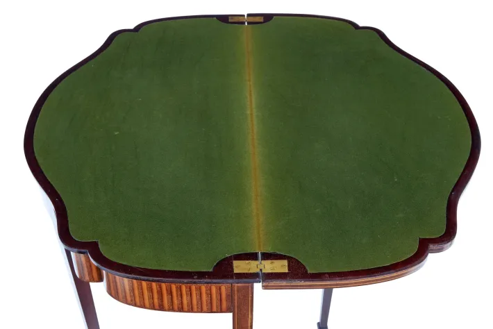 Pamono 19th Century Sheraton Revival Inlaid Mahogany Card Table, 1880 Outlet