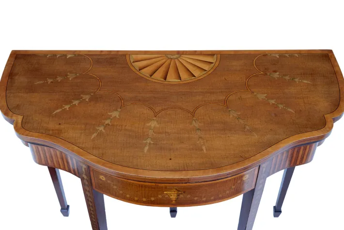 Pamono 19th Century Sheraton Revival Inlaid Mahogany Card Table, 1880 Outlet