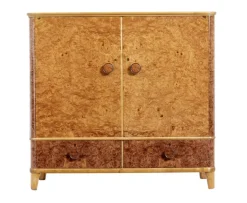Pamono 20th Century Swedish Burr Elm Cabinet Clearance