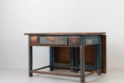 Pamono 19th Century Swedish Folk Art Blue Work Table Outlet