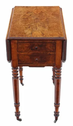 Pamono 19th Century Victorian Burr Walnut Drop-Leaf Worktable, 1880s Online