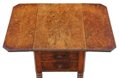 Pamono 19th Century Victorian Burr Walnut Drop-Leaf Worktable, 1880s Online
