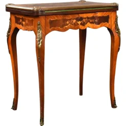 Pamono 19th Century Victorian English Walnut & Marquetry Card Table Discount
