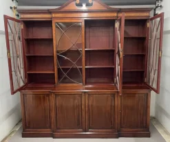 Pamono 19th Century Inlaid Mahogany Breakfront Bookcase, 1880s