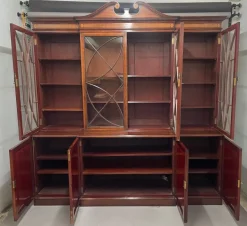 Pamono 19th Century Inlaid Mahogany Breakfront Bookcase, 1880s