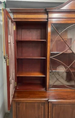 Pamono 19th Century Inlaid Mahogany Breakfront Bookcase, 1880s