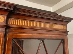 Pamono 19th Century Inlaid Mahogany Breakfront Bookcase, 1880s