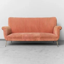 Pamono Three-Seater Sofa in Pink Velvet, 1950s