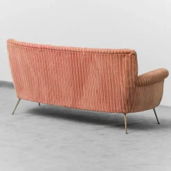 Pamono Three-Seater Sofa in Pink Velvet, 1950s