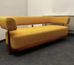 Pamono Three-Seater Sofa with Tapered Legs in Mustard-Colored Bouclé Wood, 2000s Hot