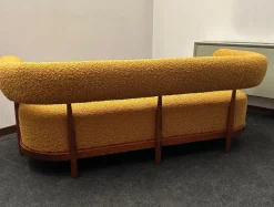 Pamono Three-Seater Sofa with Tapered Legs in Mustard-Colored Bouclé Wood, 2000s Hot