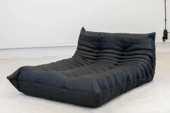 Pamono Togo Chaise Lounge in Black Leather byy Michel Ducaroy for Ligne Roset, 1974 Sale