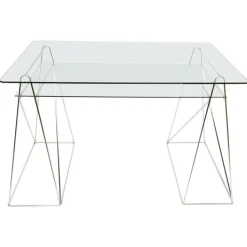 Pamono Trestle Leg Console Table / Desk With Two-Tiered Glass Top Online