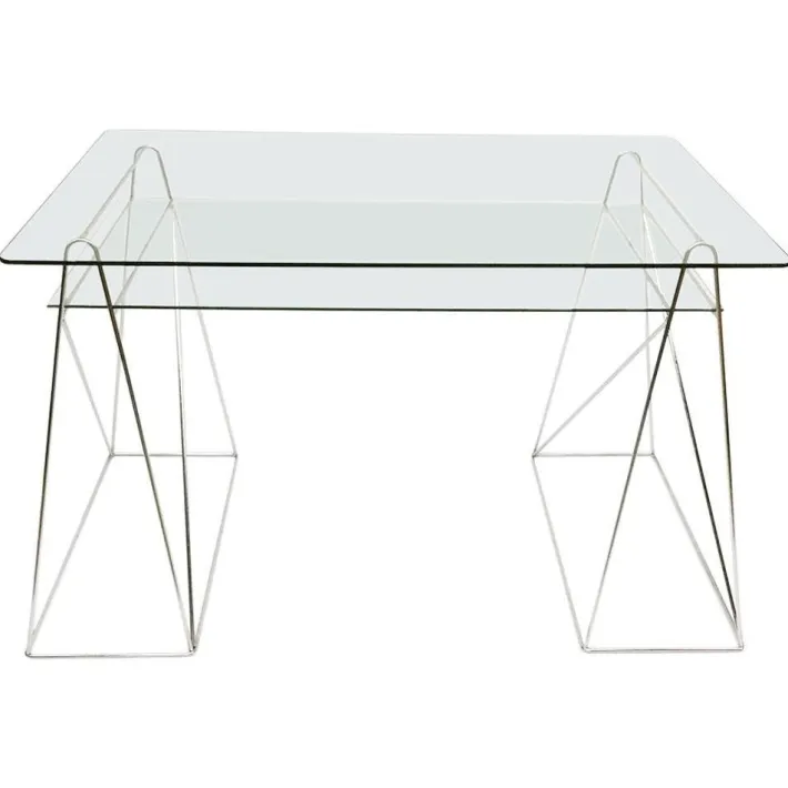 Pamono Trestle Leg Console Table / Desk With Two-Tiered Glass Top Online