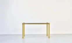 Pamono Tubular Brass and Smoked Glass Coffee Table, 1960s Hot