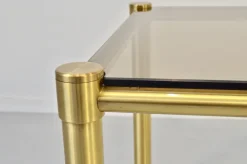Pamono Tubular Brass and Smoked Glass Coffee Table, 1960s Hot