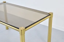 Pamono Tubular Brass and Smoked Glass Coffee Table, 1960s Hot