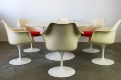 Pamono Tulip Dining Table and Chairs by Eero Saarinen for Knoll, 1960s, Set of 7 Clearance